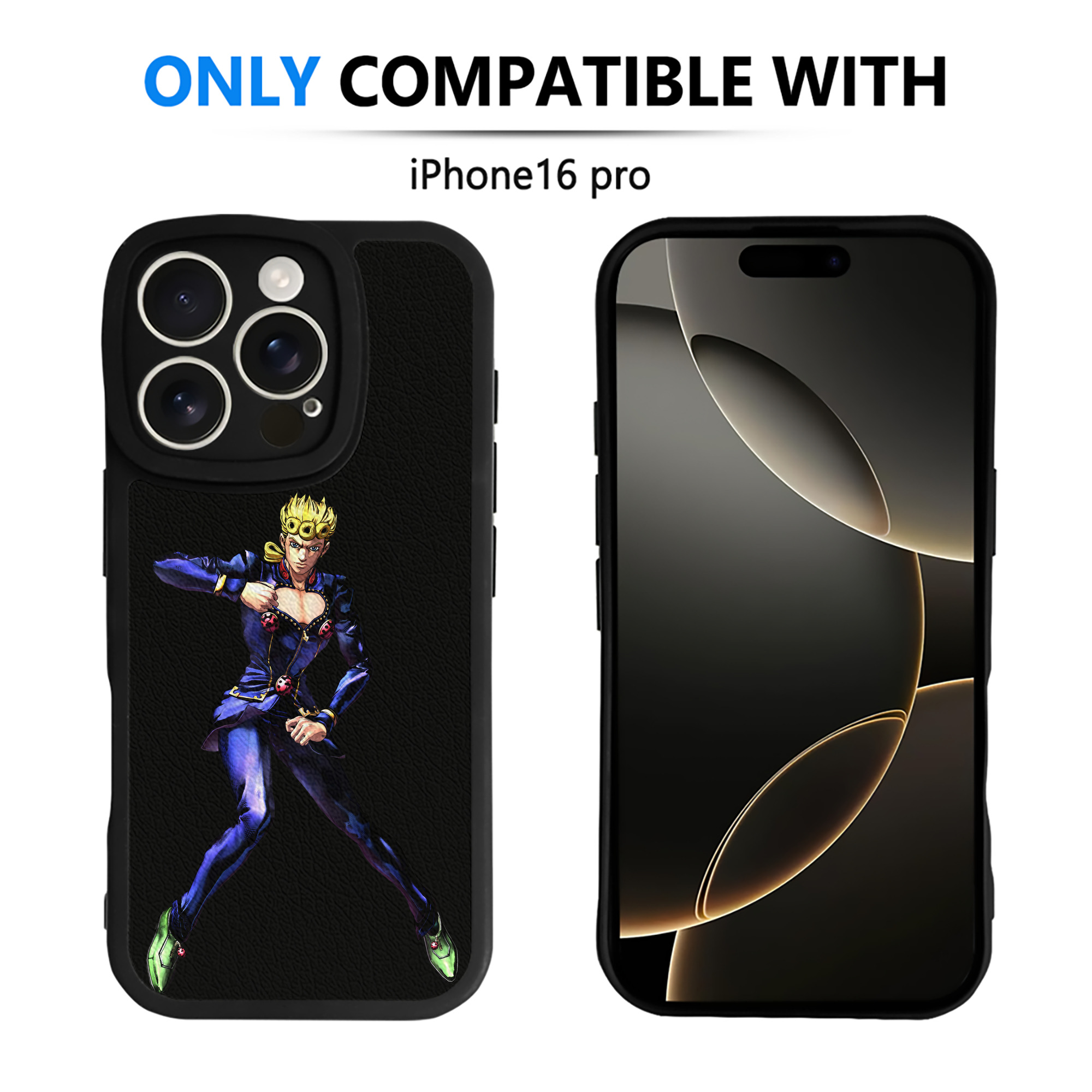 （画像用） ジョジョの奇妙な冒険 ジョルノ?ジョバァーナ JoJo's Bizarre Adventure Giorno Giovanna 【iPhone 16シリーズ対応】シリコンスマホケース（レザー調） 材質：シリコン